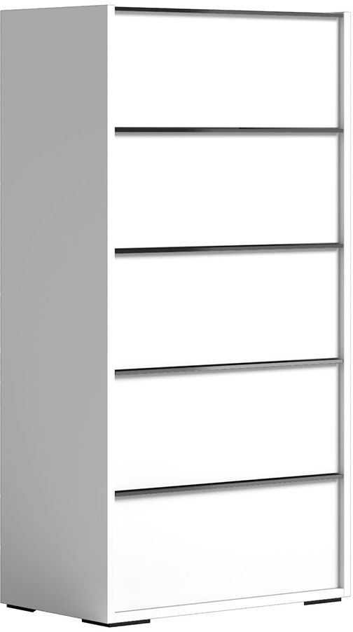 Product photograph of Modern Luna White Italian 5 Drawer Tall Chest from Choice Furniture Superstore.